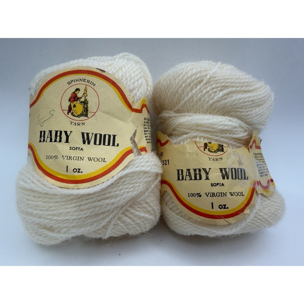 Vintage Spinnerin Yarn 100% Virgin Softa Baby Wool - Qty 2 - Little Lamb White